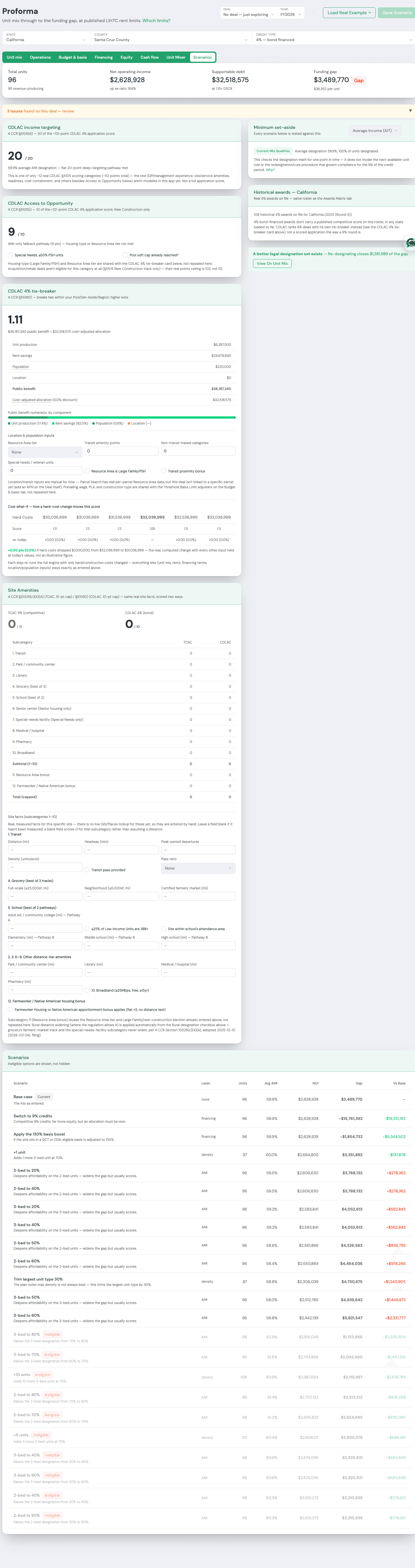 Proforma Scenarios preview